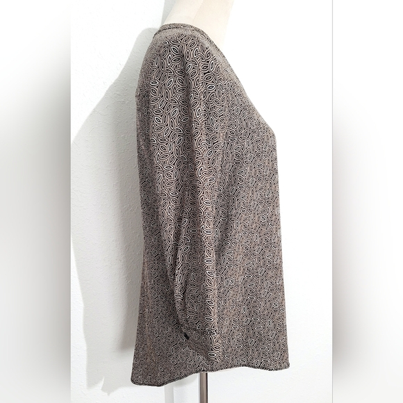 Dana Buchman Tunic Top Blouse V-Neck Womans Size S 3/4 Sleeve Geometric Design - Picture 2 of 11